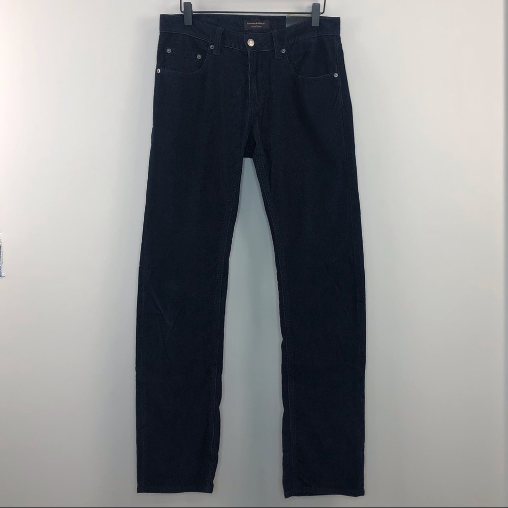 Banana Republic dark navy blue corduroy straight leg pants 30x32 NWT